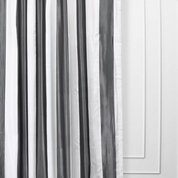 Shop Exclusive Fabrics Signature Stripe Dark Grey White Faux Silk