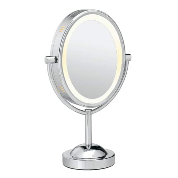 Shop Conair Oval Chrome 1x 7x Double Sided Lighted Mirror Overstock 4717886