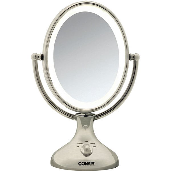 Conair Nickel Double-sided 1x-5x Lighted Makeup Mirror