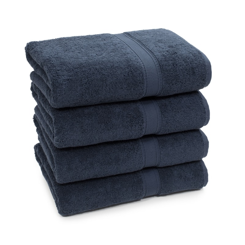 Authentic Hotel and Spa Turkish Cotton Bath Towels (Set of 4) - Navy