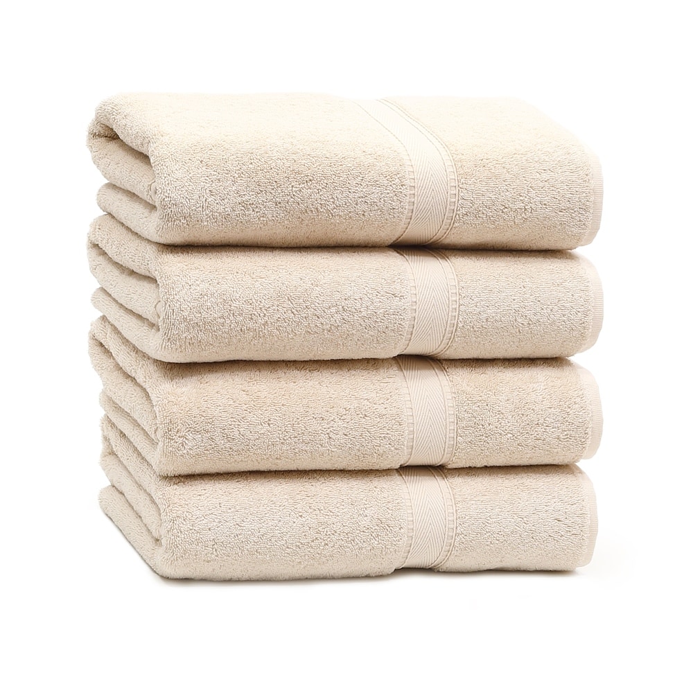 Bare Cotton Luxury Hotel & Spa Towel 100% Genuine Turkish Cotton Bath Towels - Beige - Piano - Set of 4