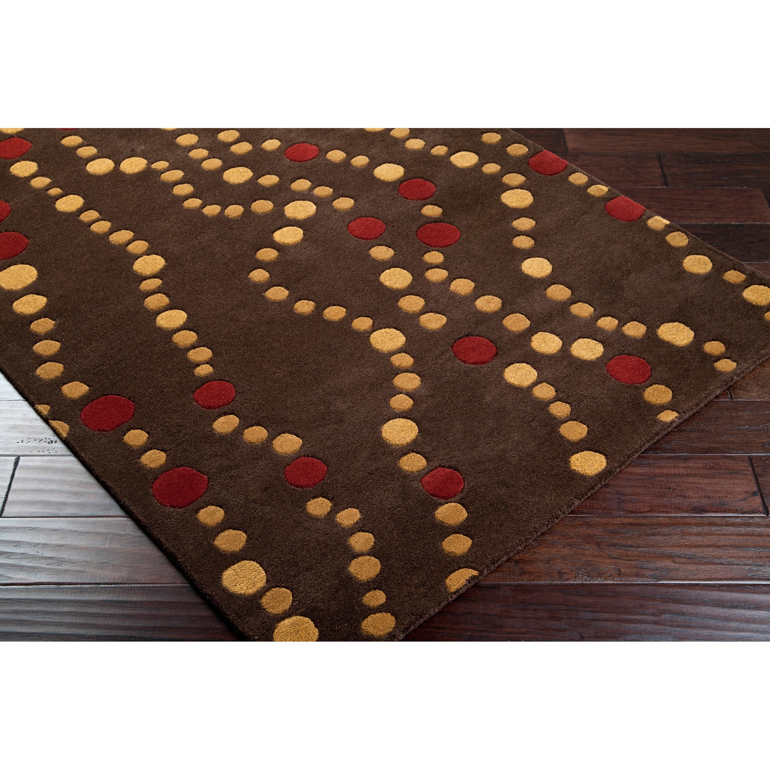 Hand tufted Brown Contemporary Geometric Forum Wool Rug (8 X 11)