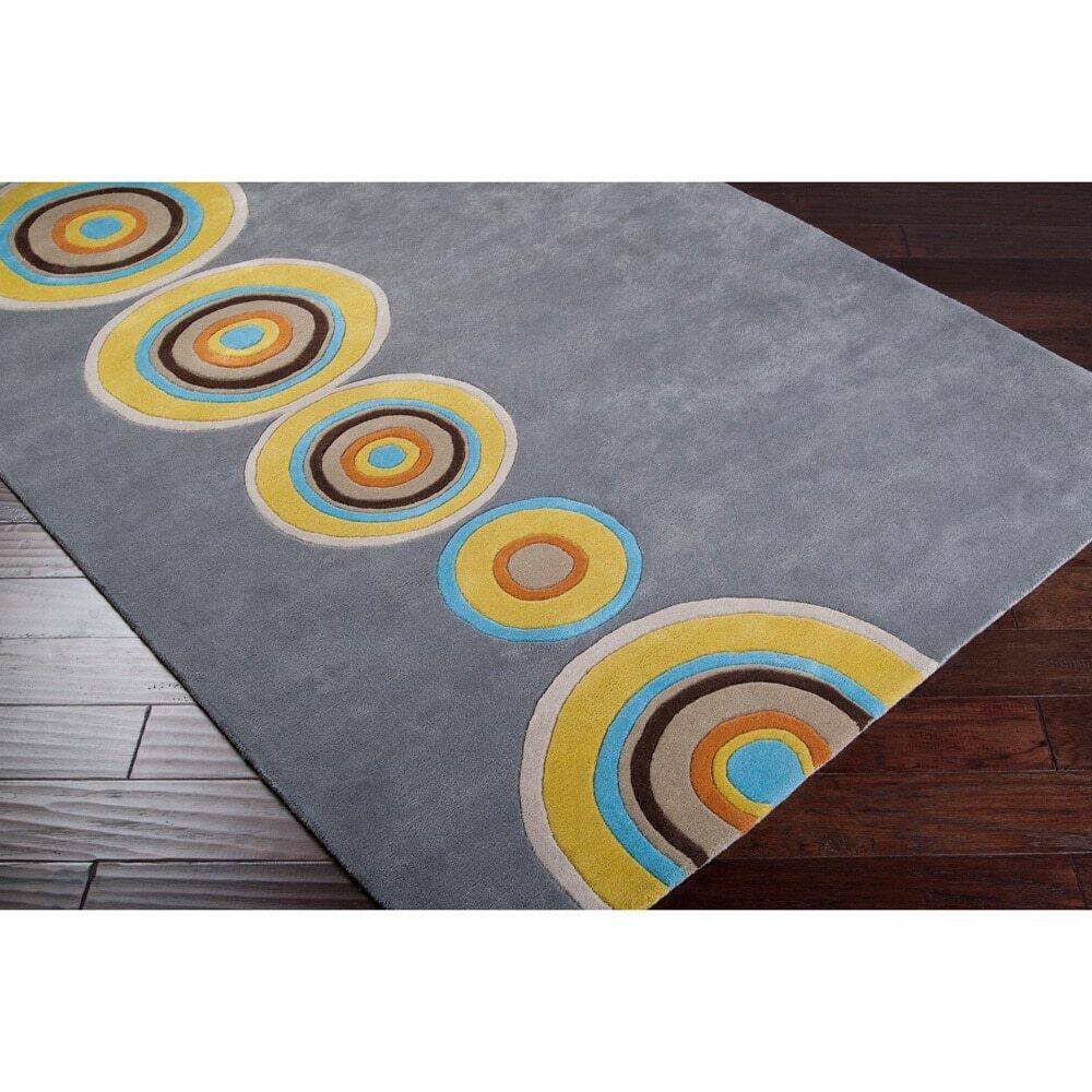 Hand-tufted Contemporary Multi Colored Circles Geometric Vibrant New Zealand Wool Area Rug - 8' x 11' - 8' x 11'