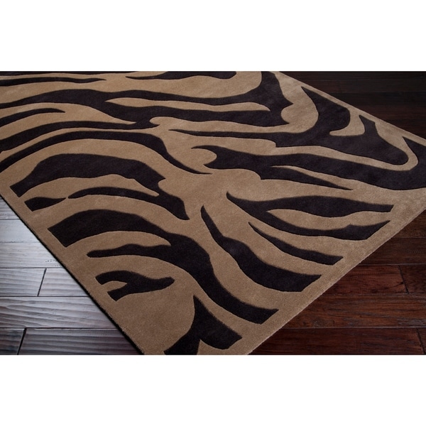 Shop Handtufted Contemporary Brown Zebra Current New Zealand Wool Area
