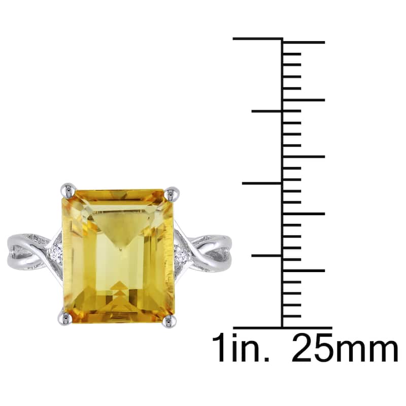 Miadora Sterling Silver Citrine and White Topaz Ring