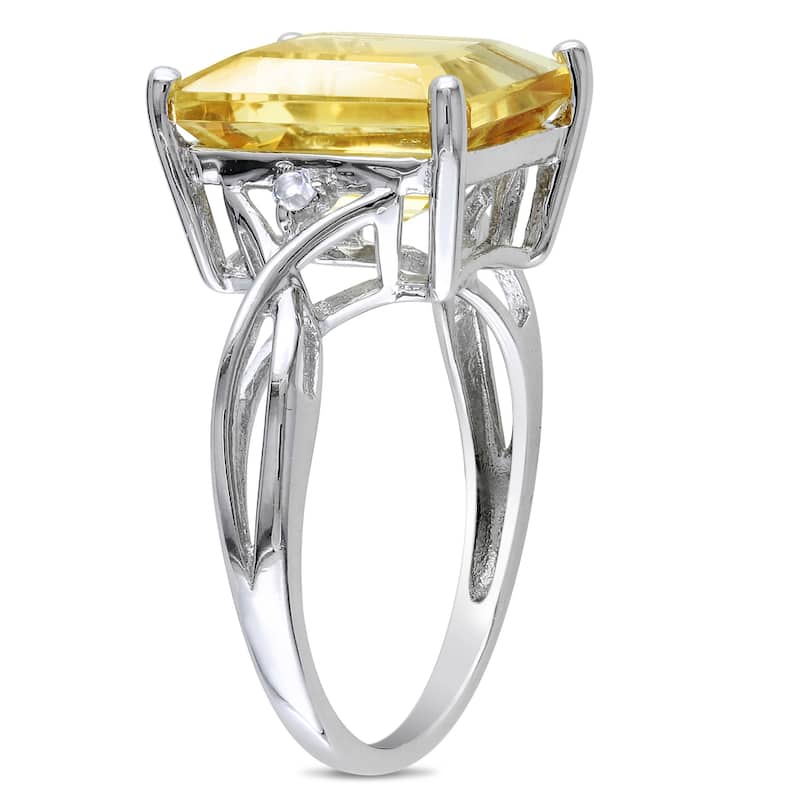 Miadora Sterling Silver Citrine and White Topaz Ring