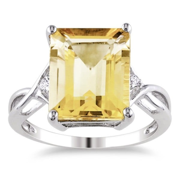 Miadora Sterling Silver Citrine and White Topaz Ring  