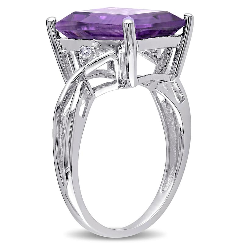 Miadora Sterling Silver Amethyst and White Topaz Ring