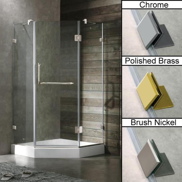 Vigo 38 x 38 Frameless Neo angle Clear Shower Enclosure and White Base