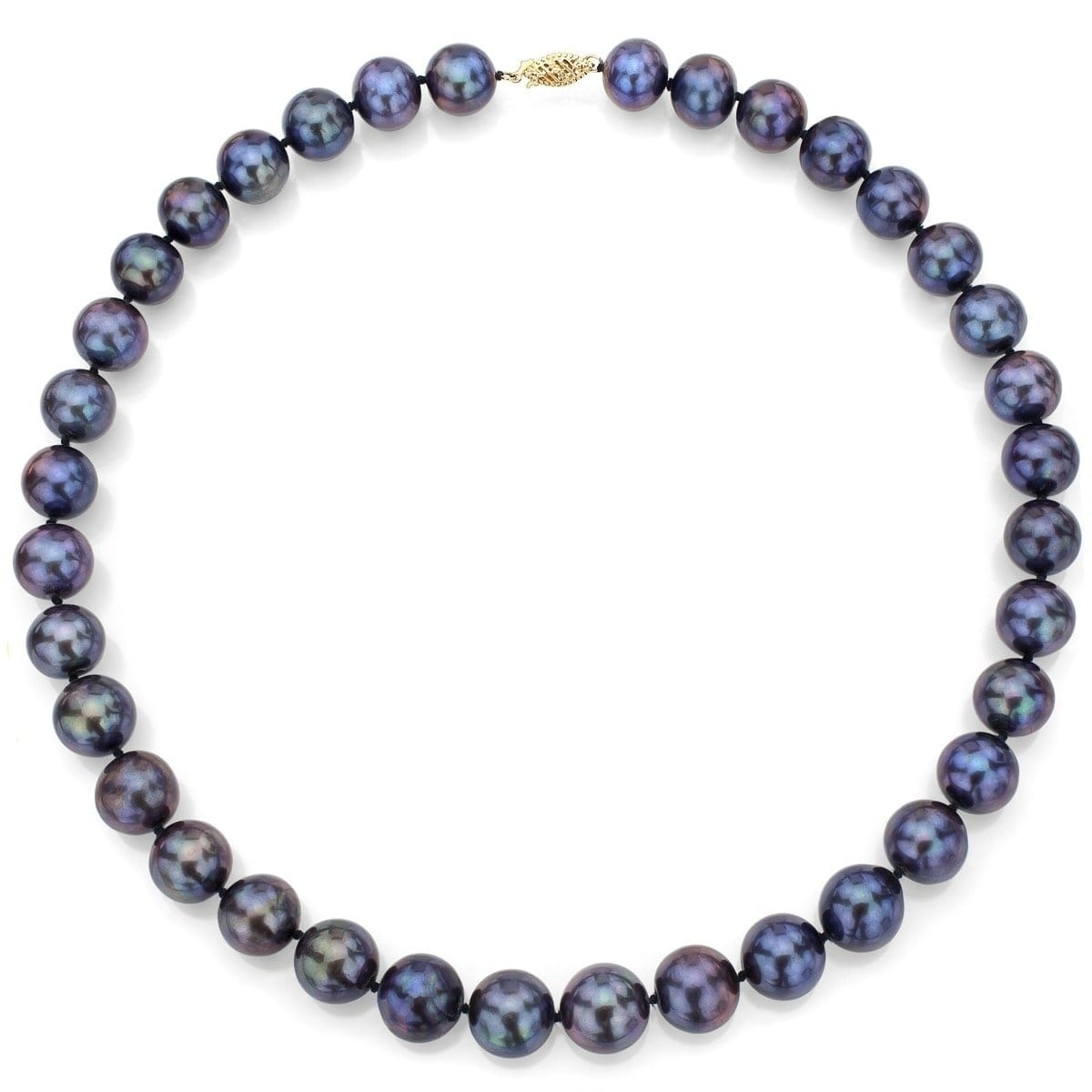 Peacock Blue Off-Round Freshwater Necklace 9-10mm