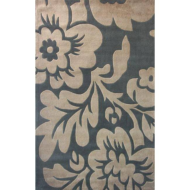 Brooklyn Rug Co Hand-tufted Pino Collection Floral Slate Rug (5' x 8') - 5' x 8'