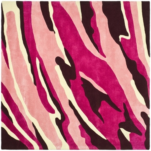 Safavieh Handmade Soho Modern Abstract Pink Wool Rug - 6' x 6' Square