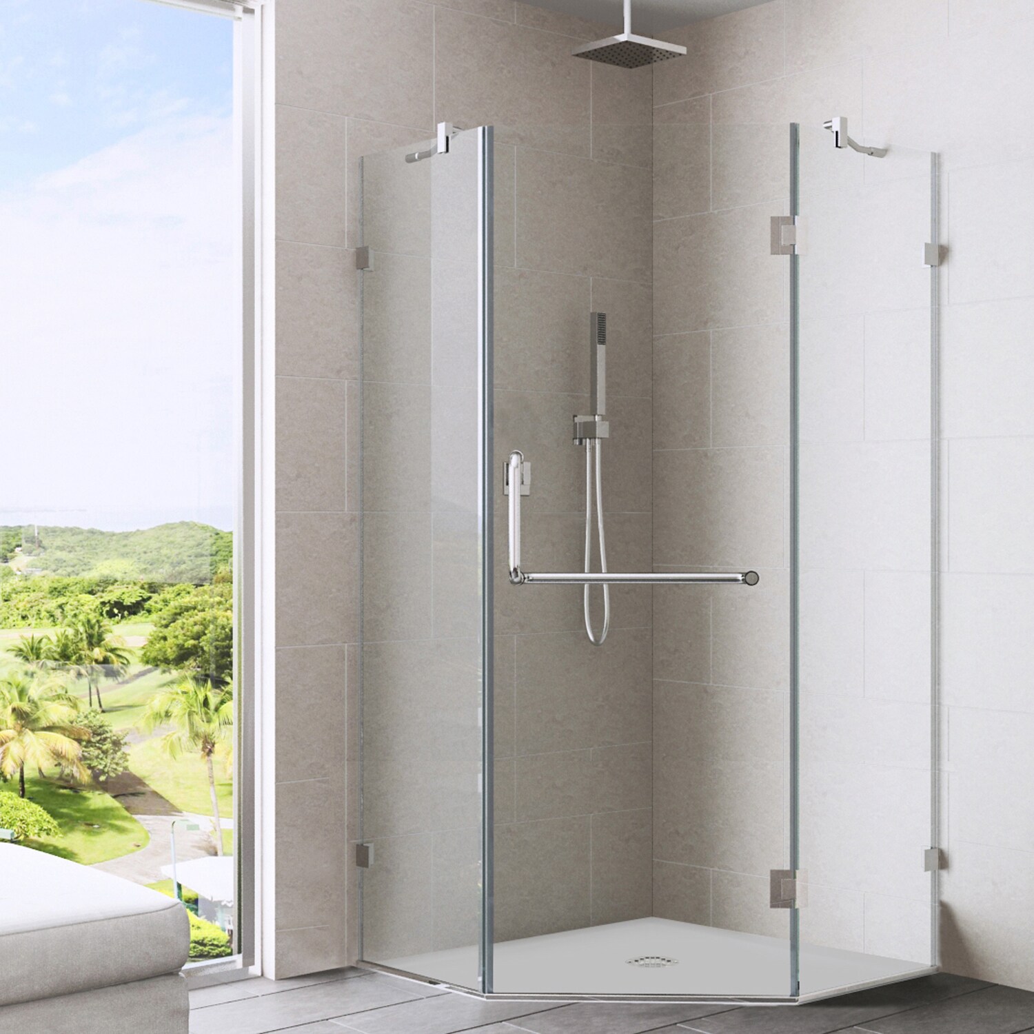 Vigo Frameless Neo angle Clear Shower Enclosure (40 X 40)