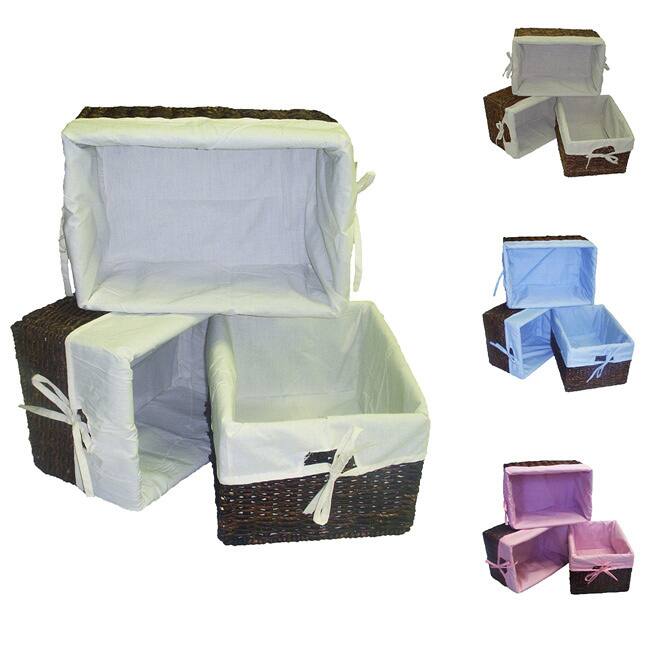 Handcrafted Woven Maize Rectangular Storage Baskets (Set of 3)