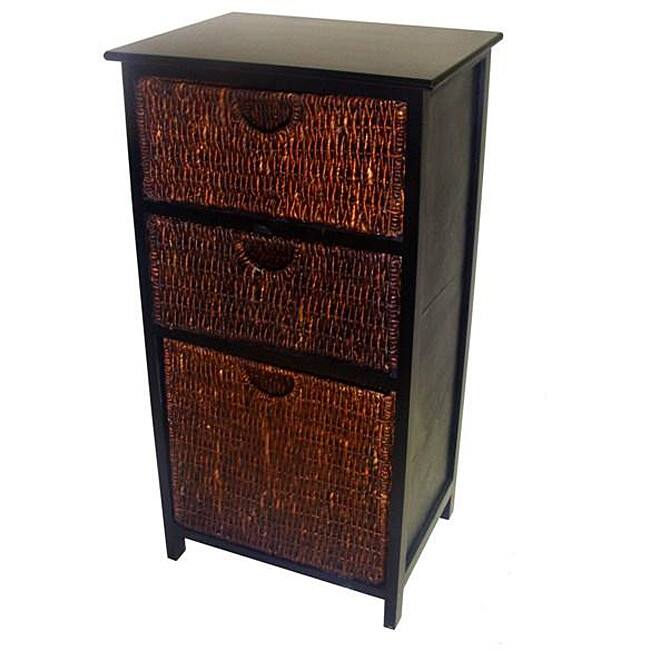 Compact Black Wicker Basket Storage Shelf