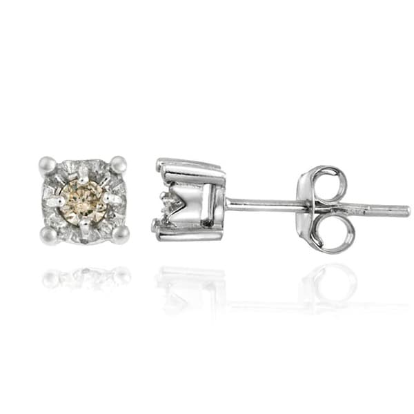 DB Designs Sterling Silver 1/8ct TDW Champagne Diamond Stud Earrings DB Designs Diamond Earrings