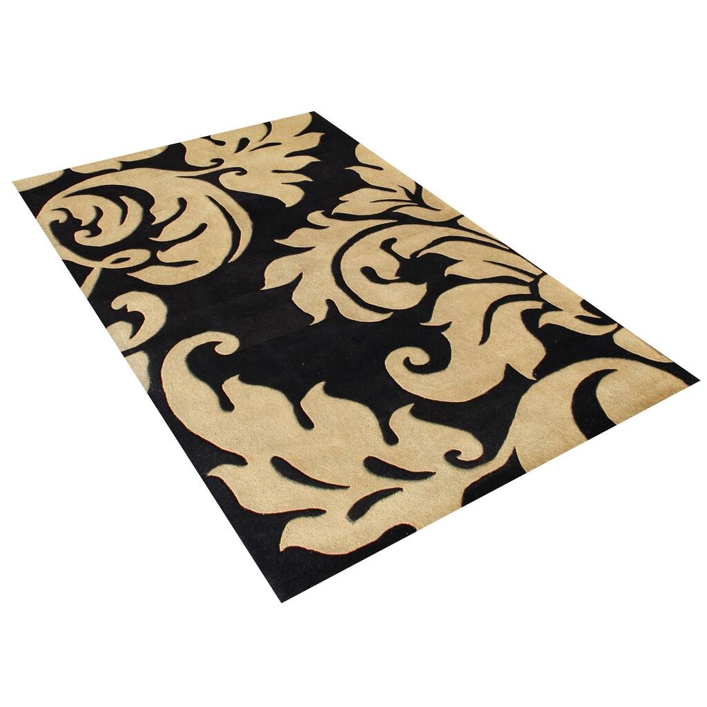 Alliyah Handmade Black New Zealand Blend Wool Rug Wool Rug - 6' x 6'