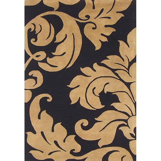 Alliyah Handmade Black New Zealand Blend Wool Rug Wool Rug - 4' x 6'