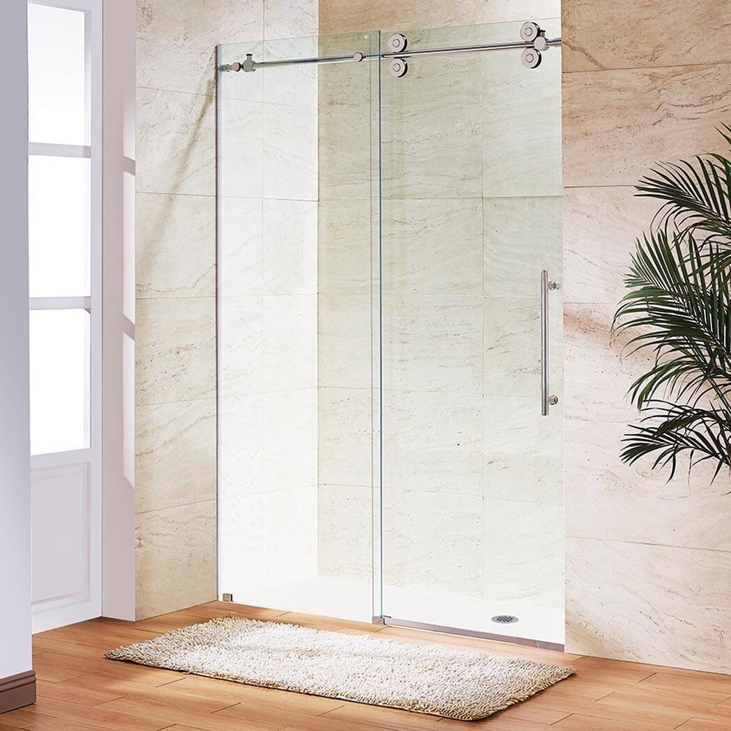 VIGO 72inch Frameless Sliding Glass Shower Door Stainless Steel 72" eBay