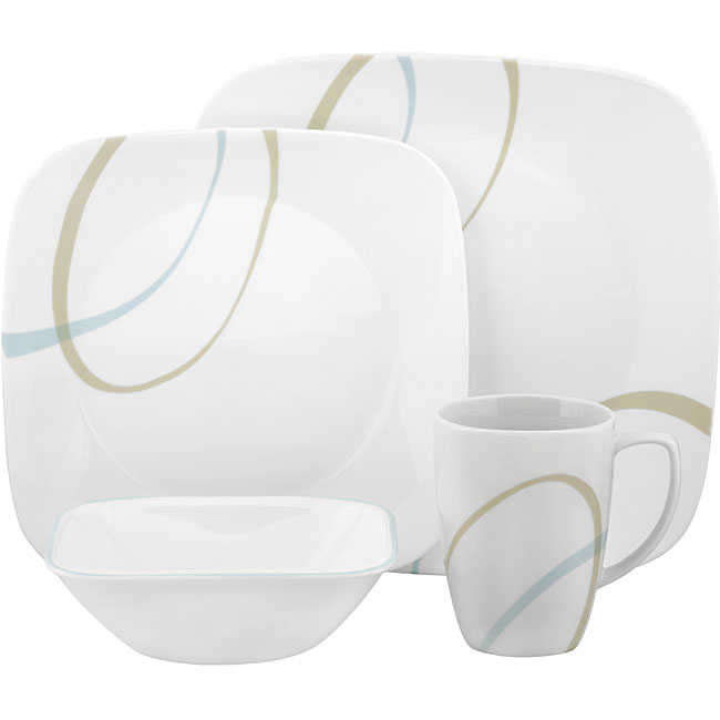 Corelle Sand And Sky 16 piece Square Dinnerware Set