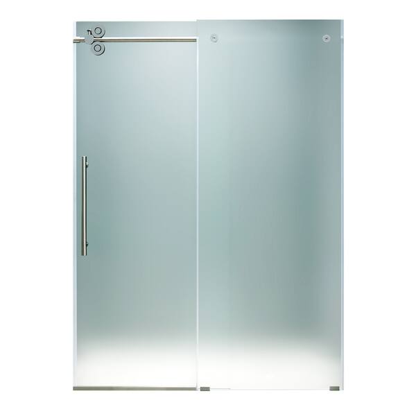 Shop Vigo 48 Inch Frameless Sliding Frosted Glass Shower Door
