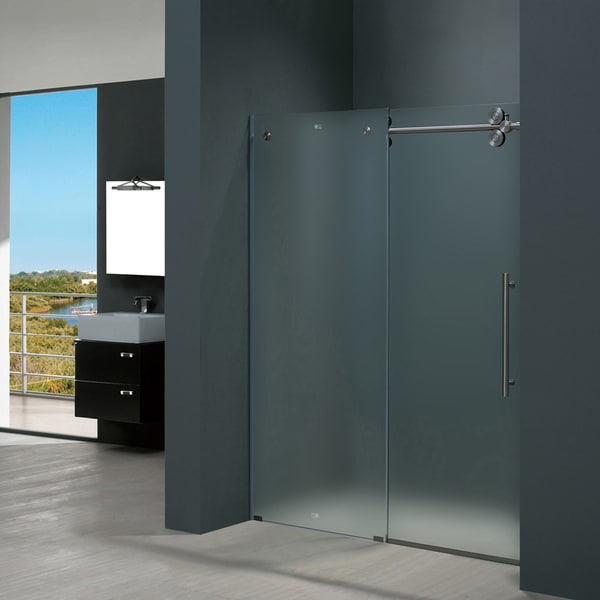 Vigo 60 Inch Frameless Frosted Glass Sliding Shower Door Free Vigo 60 Inch Frameless Frosted Glass Sliding Shower Door