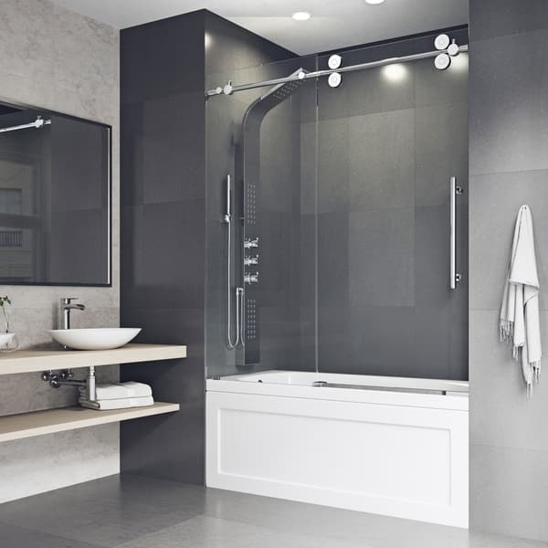 Shop Vigo Elan Clear Frameless Adjustable Sliding Tub Door