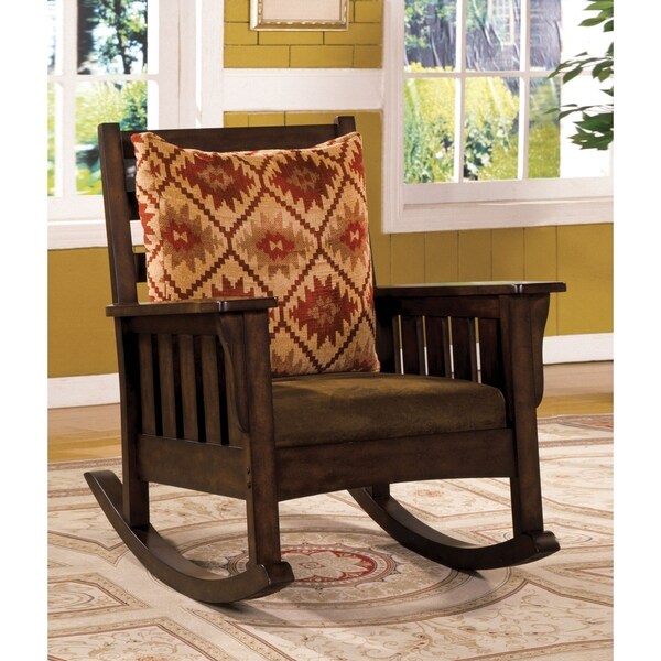 Shop Rosewood Traditional Dark Oak Rocking Accent Chair by FOA - Free Shipping Today - Overstock 