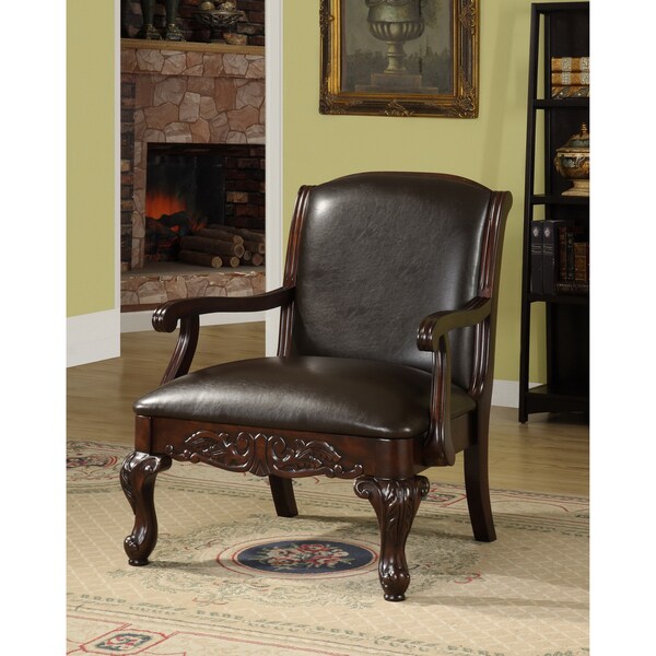 Furniture of America Antique Dark Cherry Accent Chair ...