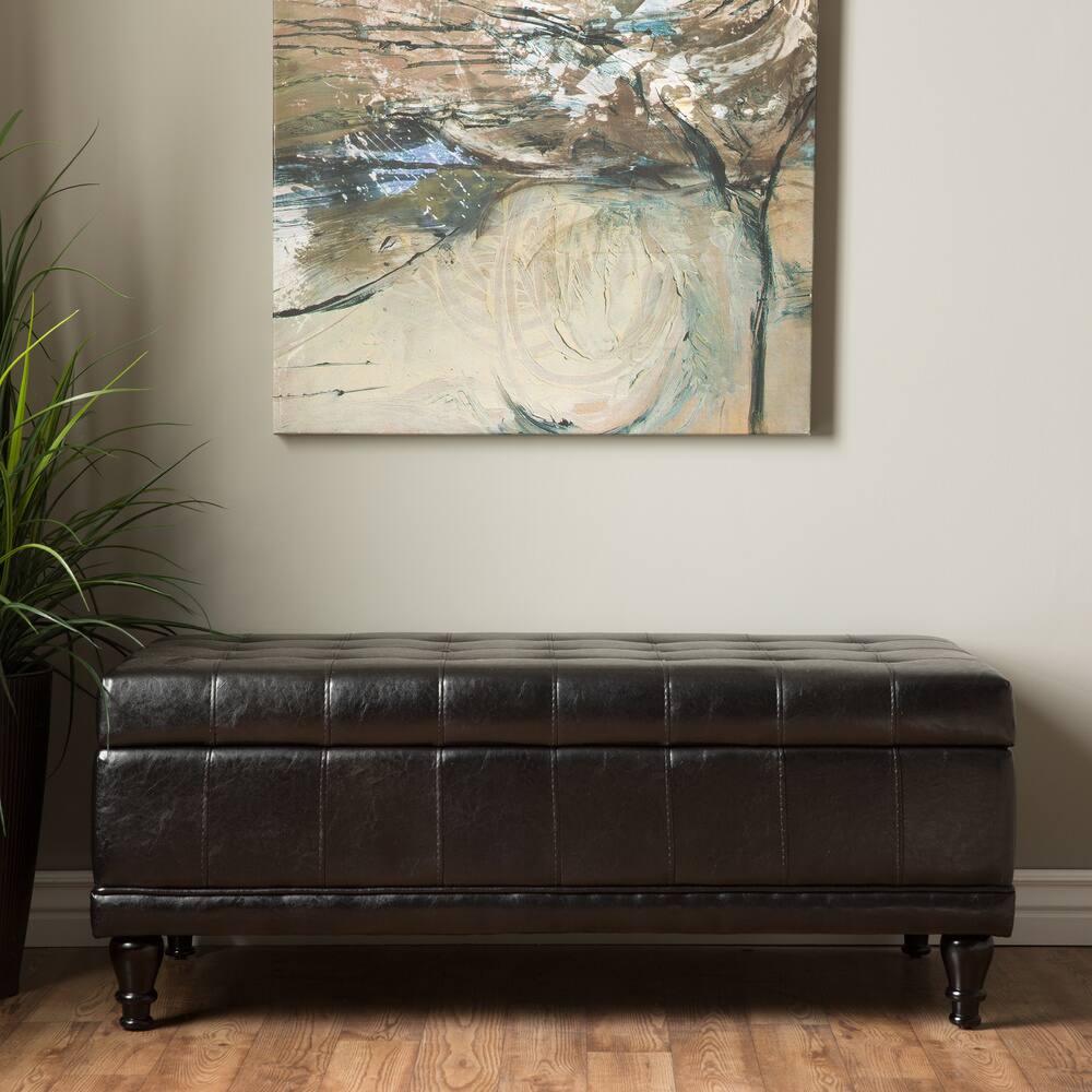 Furniture of America Mure Contemporary Brown Leatherette Storage Bench