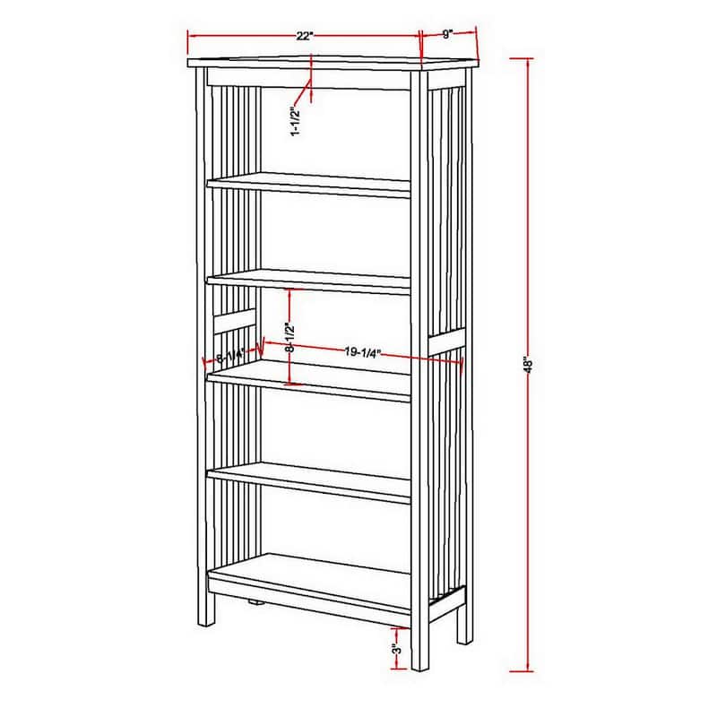 Till Contemporary Oak Solid Wood 5-Open Shelf Media Shelf by Furniture of America