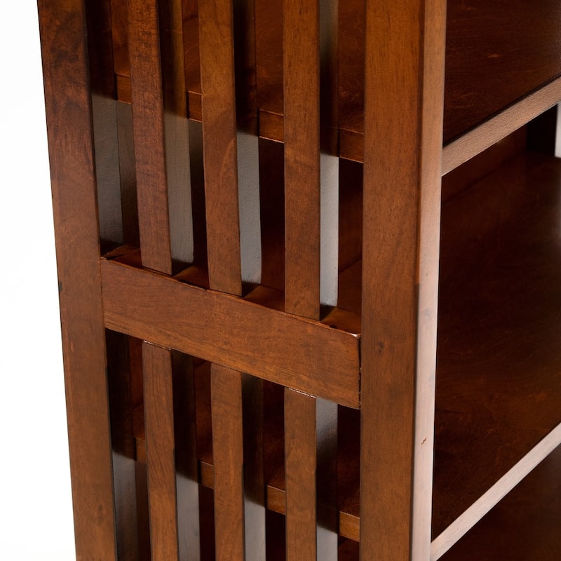 Till Contemporary Oak Solid Wood 5-Open Shelf Media Shelf by Furniture of America