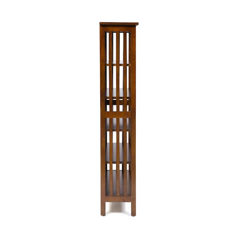 Till Contemporary Oak Solid Wood 5-Open Shelf Media Shelf by Furniture of America