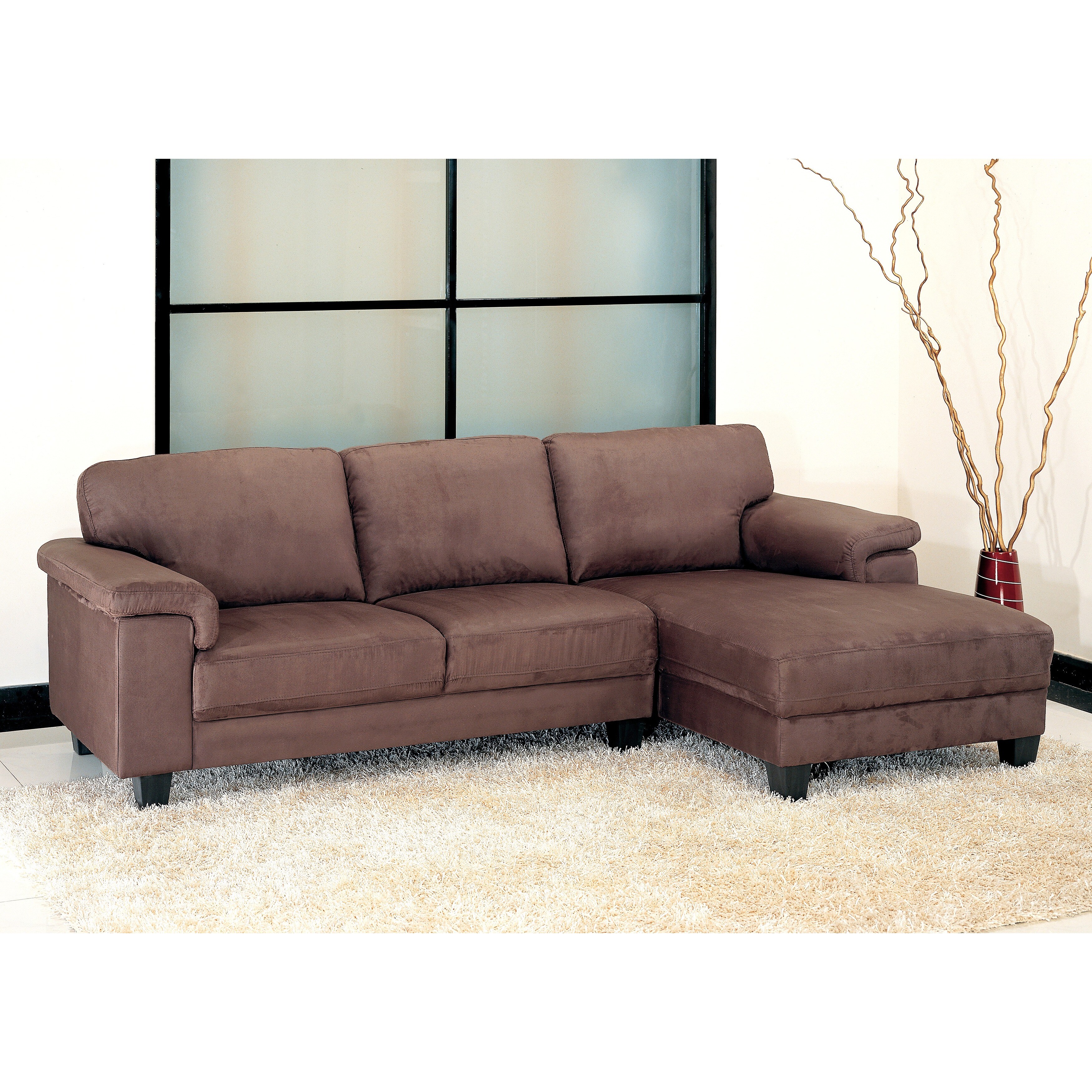 Abbyson Capri Dark Brown Microsuede Sectional Sofa Abbyson Capri Dark Brown