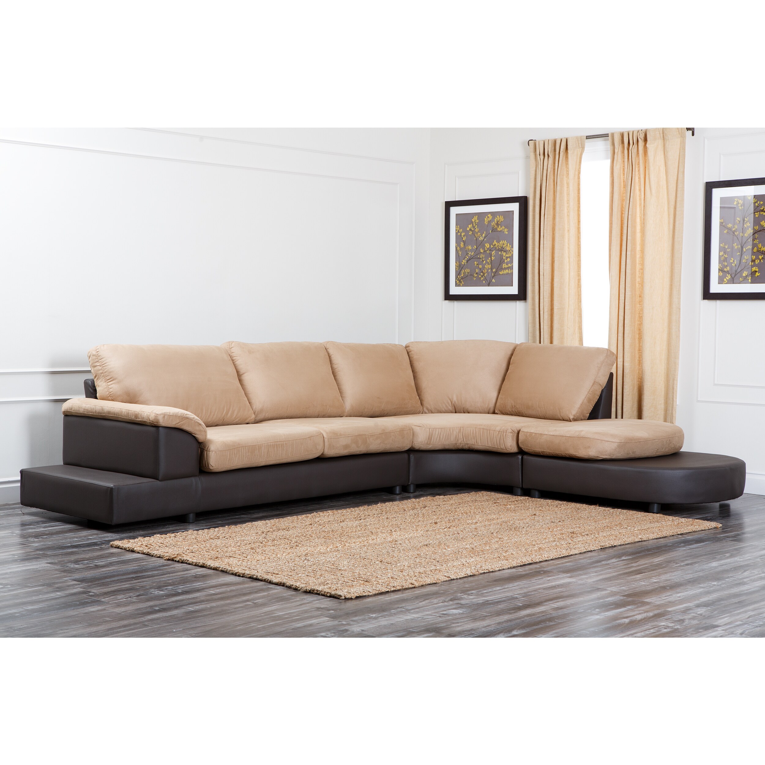 Shop Abbyson Living Cabo Mocha Microsuede Sectional Sofa Set