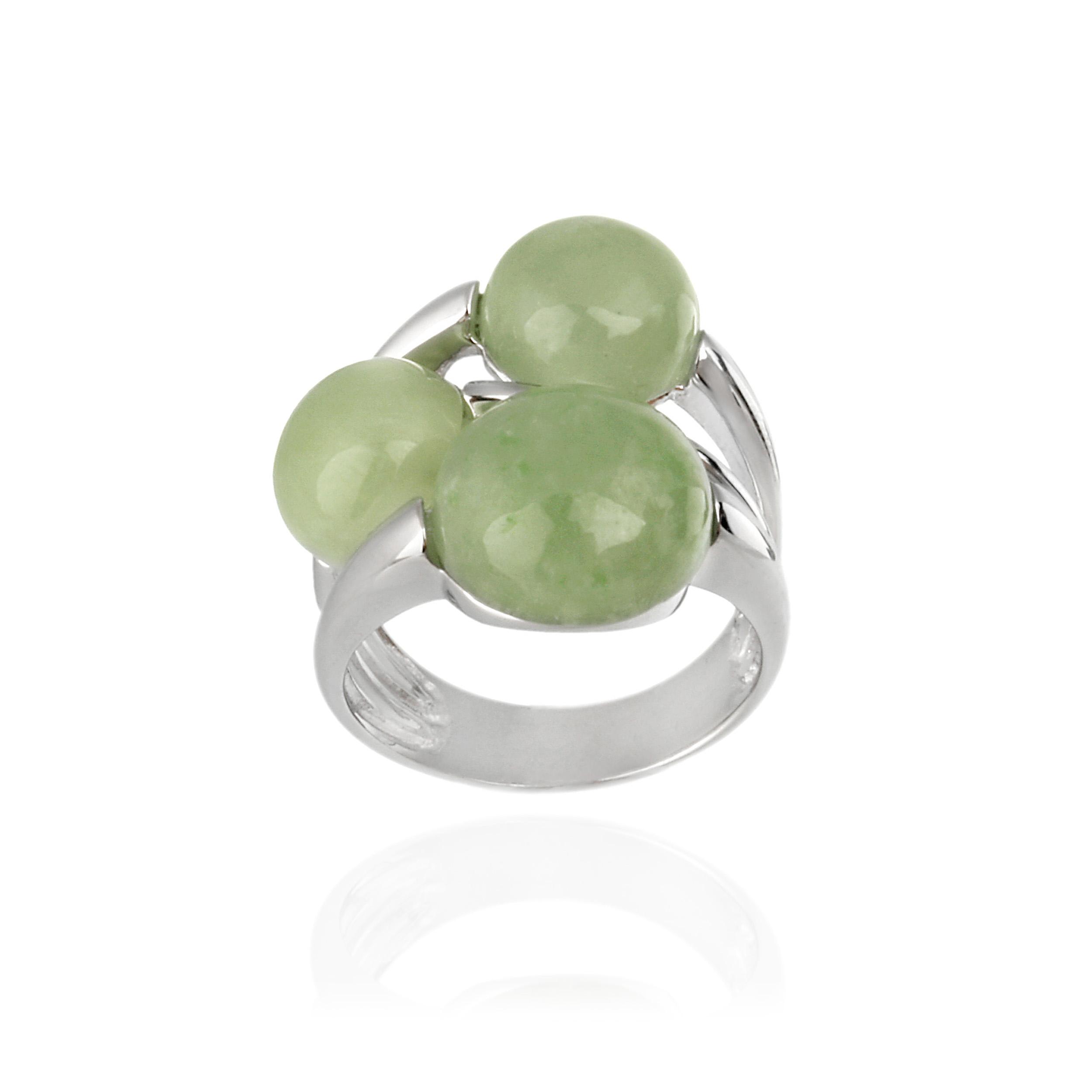 Glitzy Rocks Sterling Silver Rhodiumplated Bubble Jade Ring Free