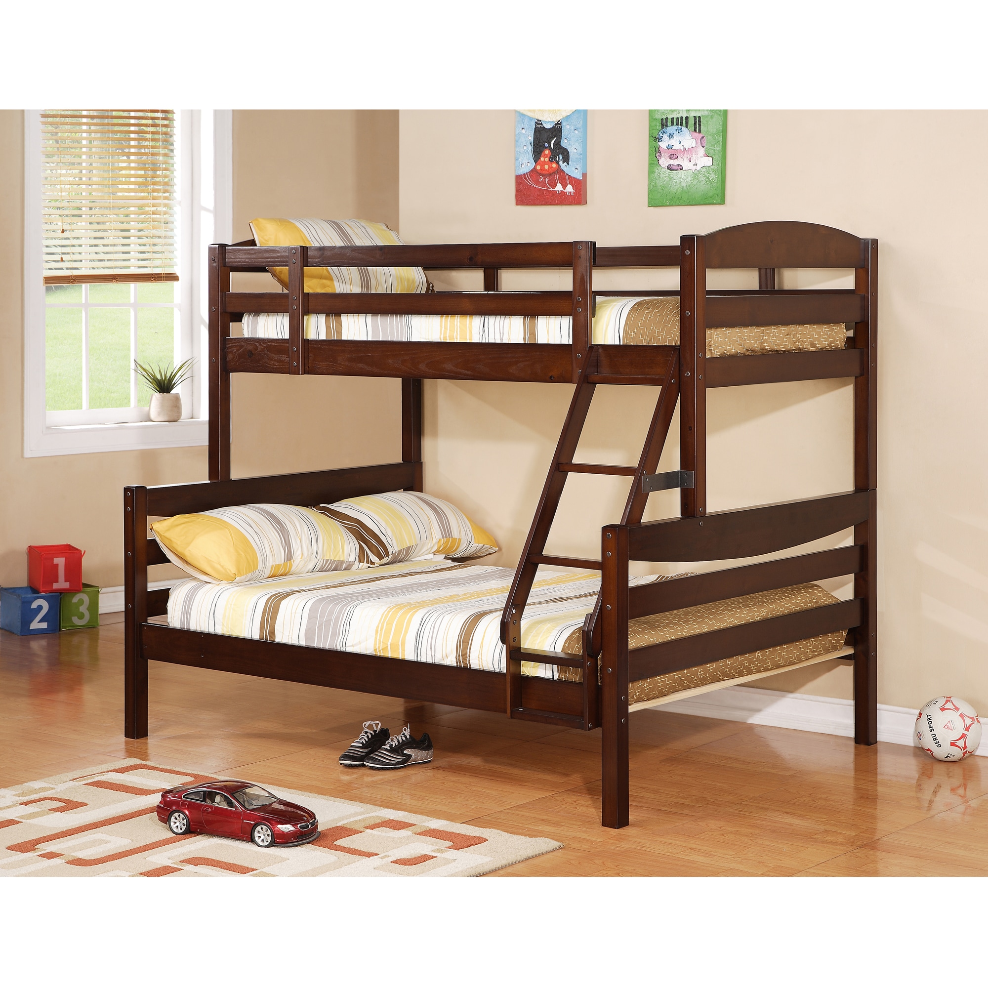 wooden double bunk bed