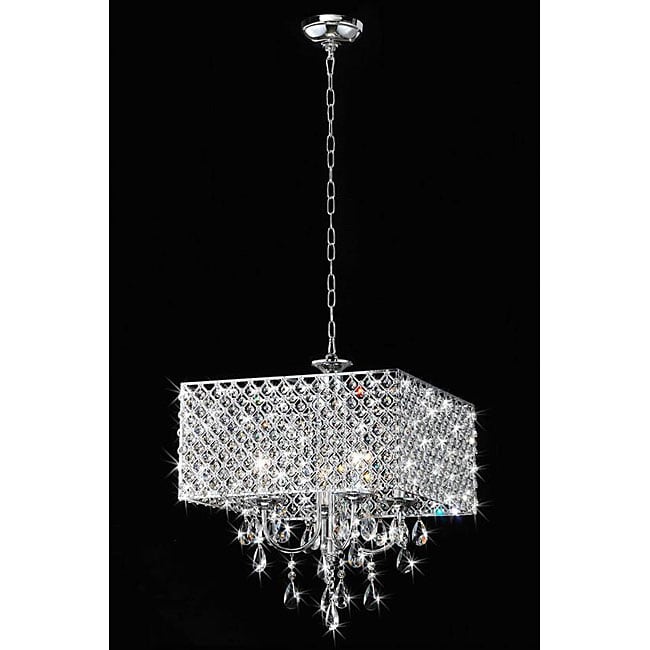 Chrome/ Crystal 4 light Square Chandelier