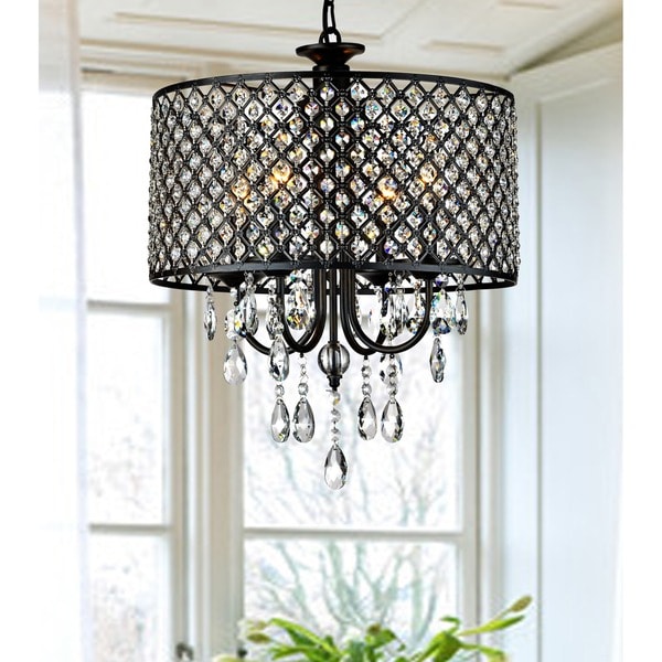 Bathroom Light Fixtures Overstock antique black 4-light round crystal chandelier - free shipping Bathroom Light Fixtures Overstock antique black 4-light round crystal chandelier - free shipping