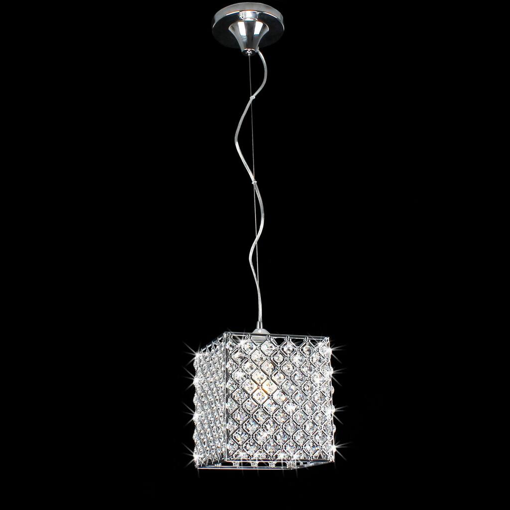 Chrome/ Crystal 1-light Mini Pendant Square Chandelier