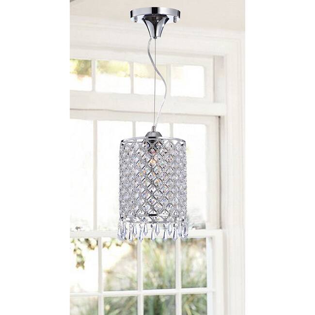 Chrome/ Crystal 1-light Mini Pendant Round Chandelier