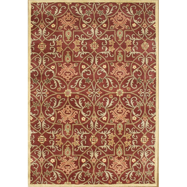 Alliyah Handmade Burgundy New Zealand Blend Wool Rug (5 X 8)