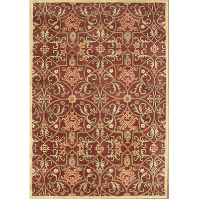 Alliyah Handmade Burgundy New Zealand Blend Wool Rug - 5' x 8'