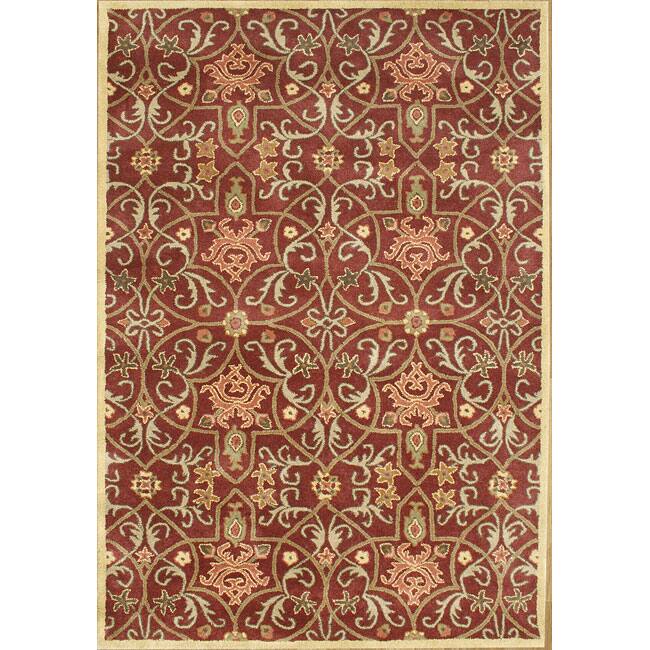 Alliyah Handmade Burgundy New Zealand Blend Wool Rug - 5' x 8'