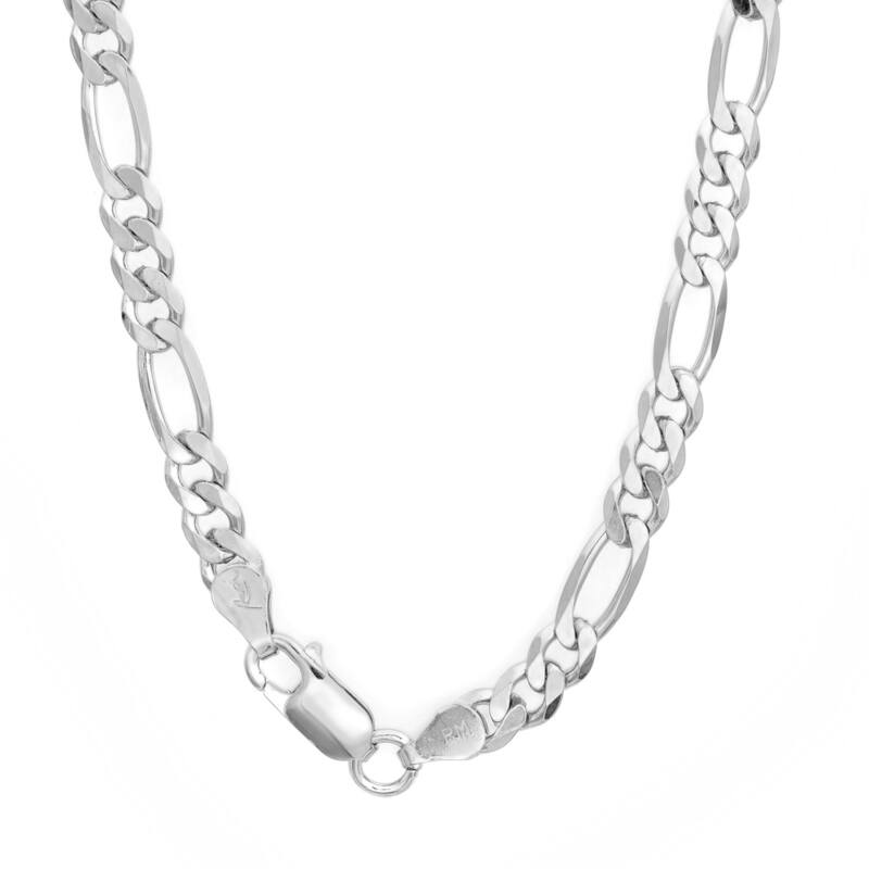 Roberto Martinez Sterling Silver 5 mm Figaro Chain Necklace (18"-30")