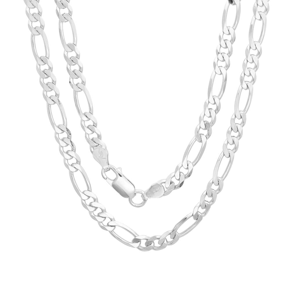 Roberto Martinez Sterling Silver 5 mm Figaro Chain Necklace (18"-30")