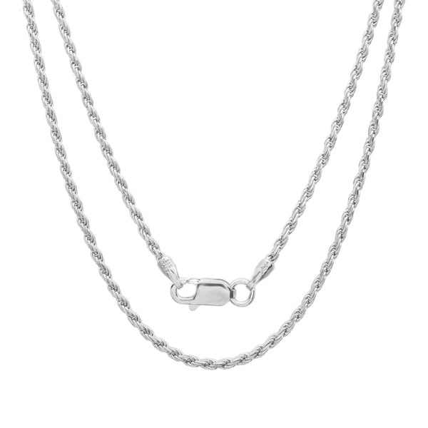 Sterling Essentials Italian Silver 1.5 mm Diamond cut Rope Chain (16