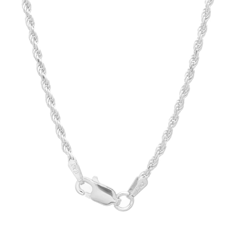 Sterling Silver 1.8 mm Diamond-Cut Rope Chain Necklace