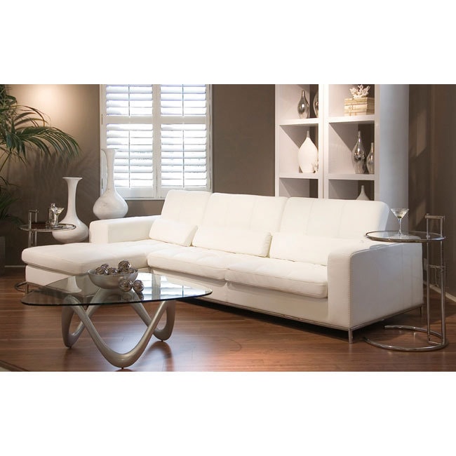Riviera White Leather Sectional Sofa