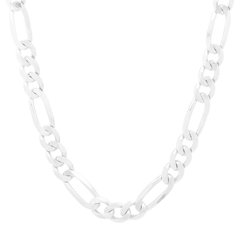Roberto Martinez Sterling Silver 7 mm Figaro Chain Necklace (18"-30") - 30 Inch